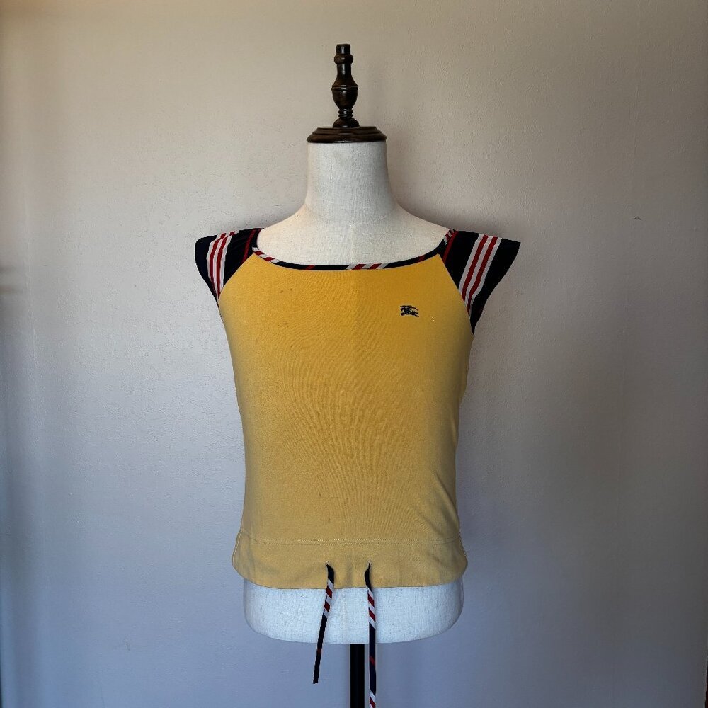 "Burberry Blue Label Women’s Yellow Striped Trim Top Size 38 (US 4/6)